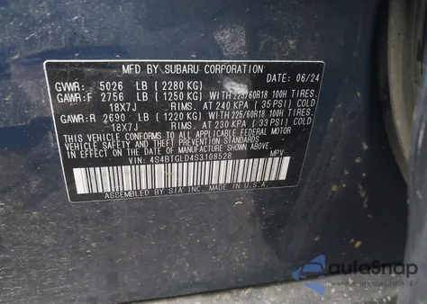 2025 Subaru Outback Onyx Edition Xt z USA, uszkodzony, nr VIN 4S4BTGLD4S3108528